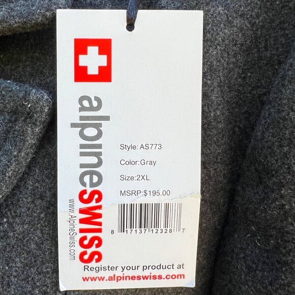 Alpine‎ Swiss Womens Gray Wool Blend Coat Double Breasted Long Overcoat 2XL - Picture 5 of 9